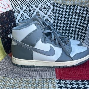 Nike Dunk Gray and White High-Top Sneakers-no box
